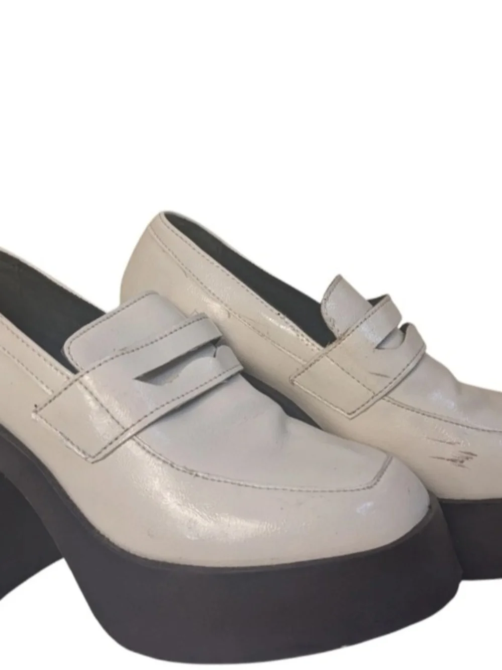 ASOS Design Profile Chunky High Heel Loafer Ivory Sz 6 Platform Shoe Y2K Design